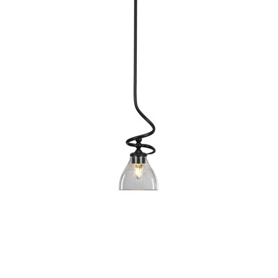Mini-luminaire suspendu Wilden à tige suspendue au fini noir mat avec verre transparent de 6,25 po