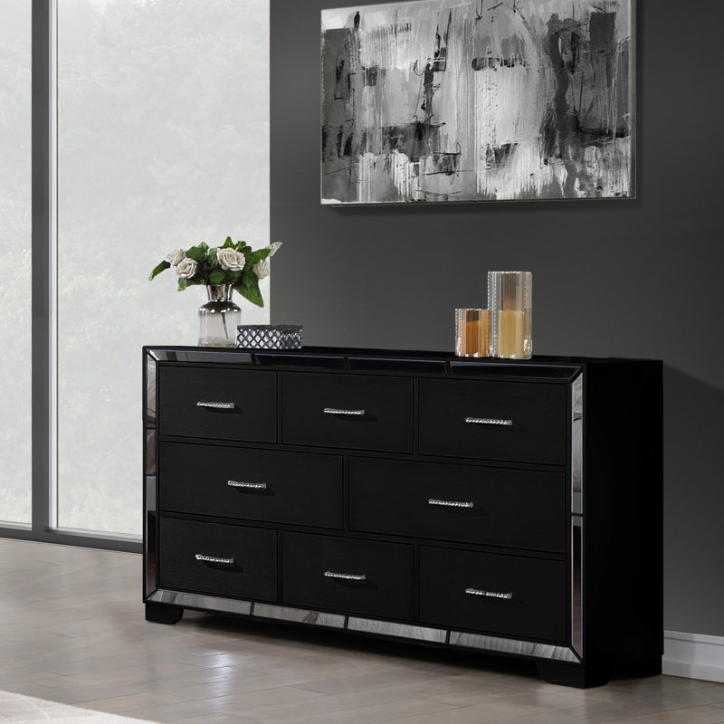 Commode double 6 tiroirs Shaftesbury, Noir