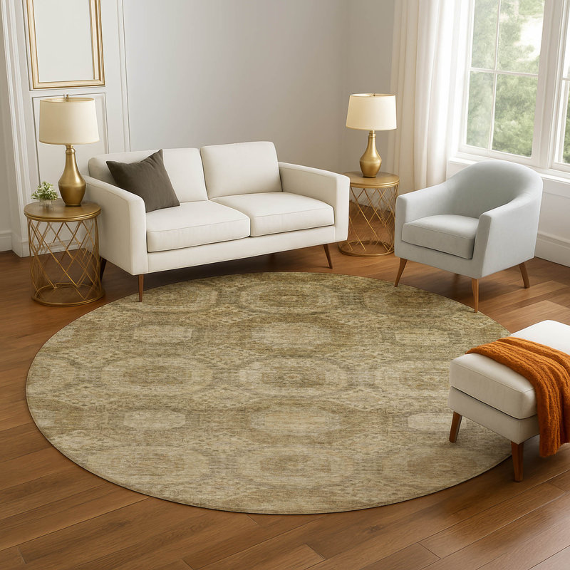 Premium Machine Washable Alaina AMF1925 Panels Rug, Round 8'