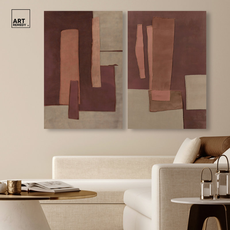 Ensemble de décoration murale bohème Raw Edge Duo par Art Remedy, galerie tendue, 16 x 24, H 24 po x l 16 po, Gallery Wrapped
