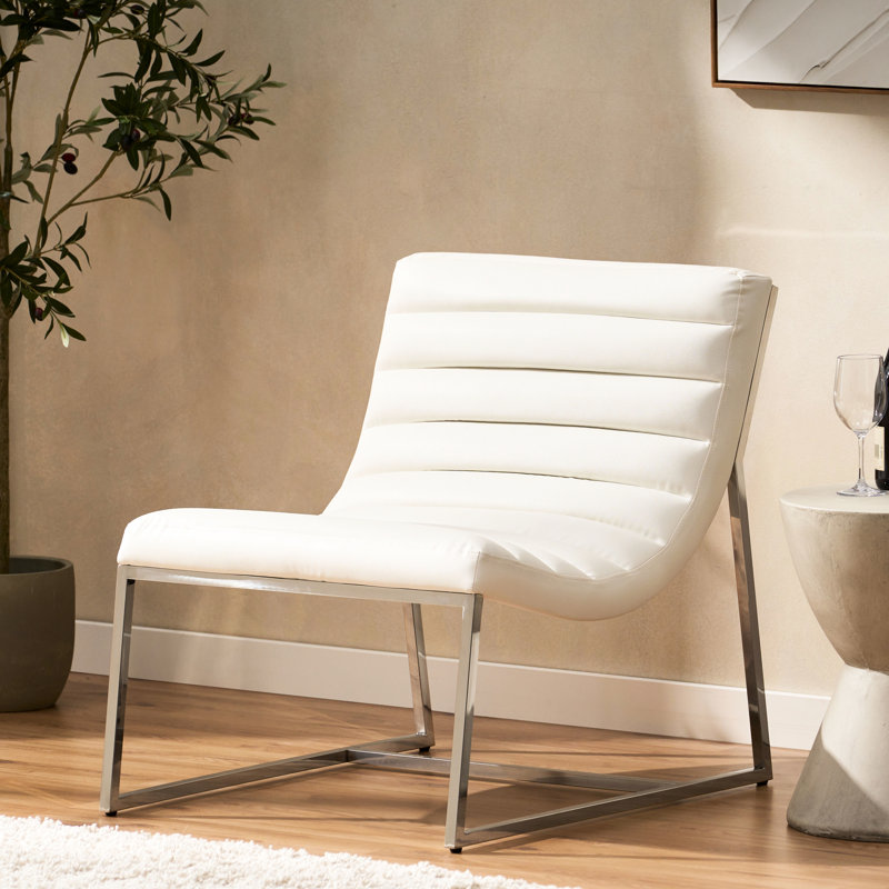 Fauteuil contemporain en cuir blanc avec siège ergonomique et rembourrage doux et élégant