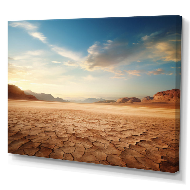 Scénique paysage désertique infini horizon V, H 16 po x l 32 po, Toile tendue