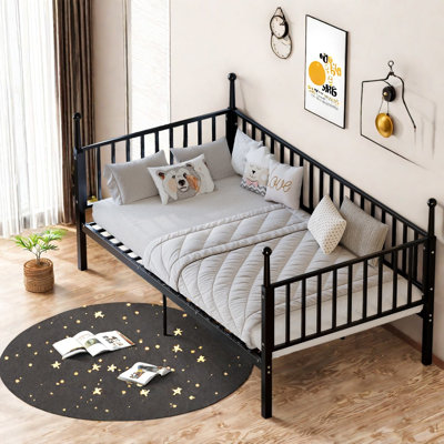Lits peu encombrants avec rangement, structure en métal noir, lit de jour Modern Home