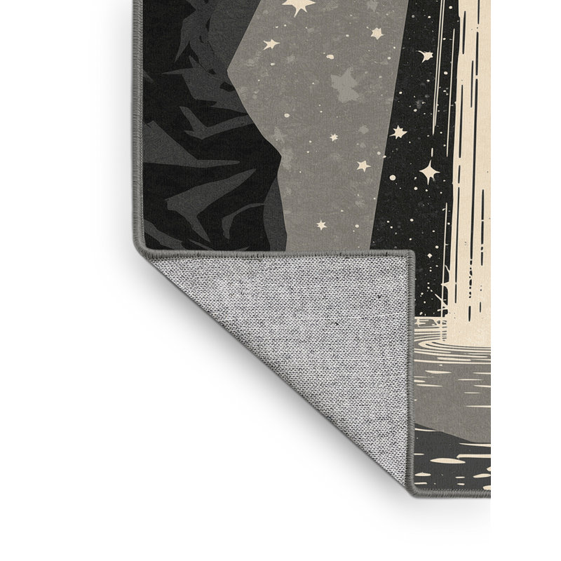Machine Washable Pacchiana Eclectic Starburst Rug in Gray – Gray Binding, 6' Round