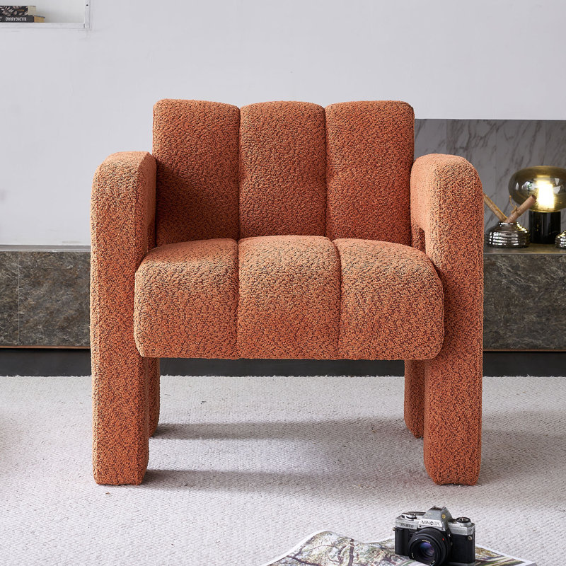 Chaise d'appoint pratique et large rembourrée, 100 % polyester orange