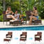 Ensemble de mobilier d'extérieur 5 pièces avec table et repose-pieds Ensemble de patio en osier bistro (coussin en osier brun et kaki)-2069786762-2070297833