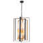 Luminaire suspendu lustre moderne rectangulaire noir et doré à 8 lumières 19,7 po avec abat-jour en verre rayé transparent, hauteur réglable pour le vestibule de l'îlot de cuisine