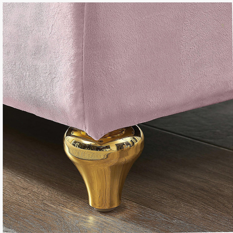 Chaise longue moderne avec revêtement en velours, Rose