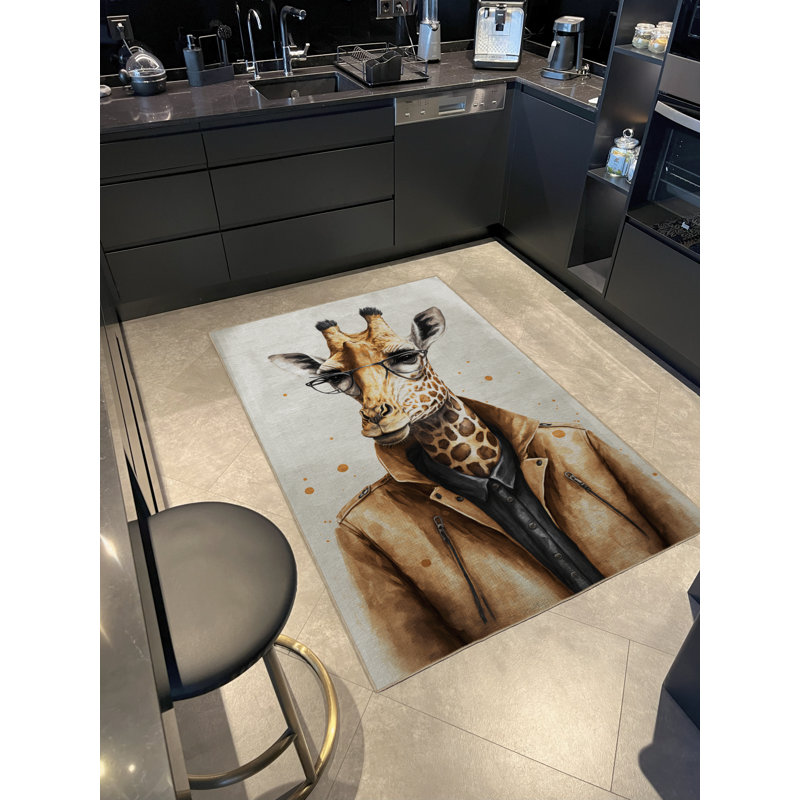 Tapis décoratif moderne girafe clair
