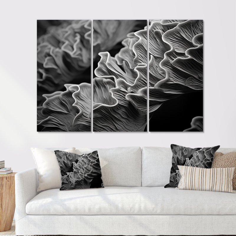 Ensemble d'art mural noir et blanc corail anémone Royaume I - Corail sous l'eau, Toile tendue, H 40 po x l 60 po x P 1 po