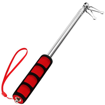 5 Feet Red Telescopic Handheld Flagpoles, Portable Staff with Clips - Lightweight Extendable Stainless Steel - Collapsable Flag Pole