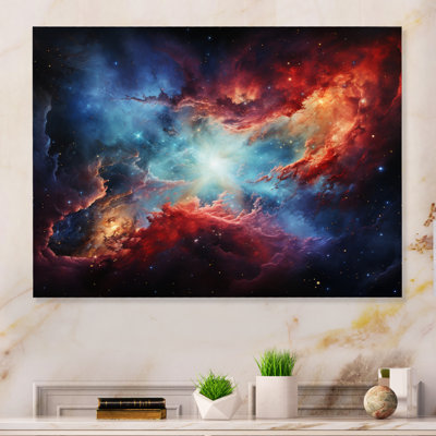 Rêve galaxie astronomique orange et bleu II - impression de galaxies sur métal