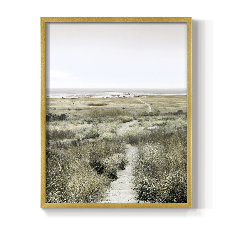 Footpath to Paradise Framed Print - Solid Wood, 15" H x 12" W, Gold