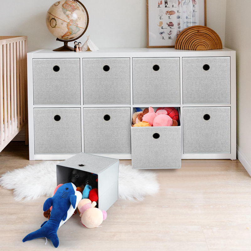 Ebern Designs Cardboard Decorative Bin, Grey
