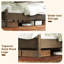 Lit plateforme moderne en bois massif de style Mid-Century avec tête de lit inclinable à lattes, brun foncé-1899906565-1899906566