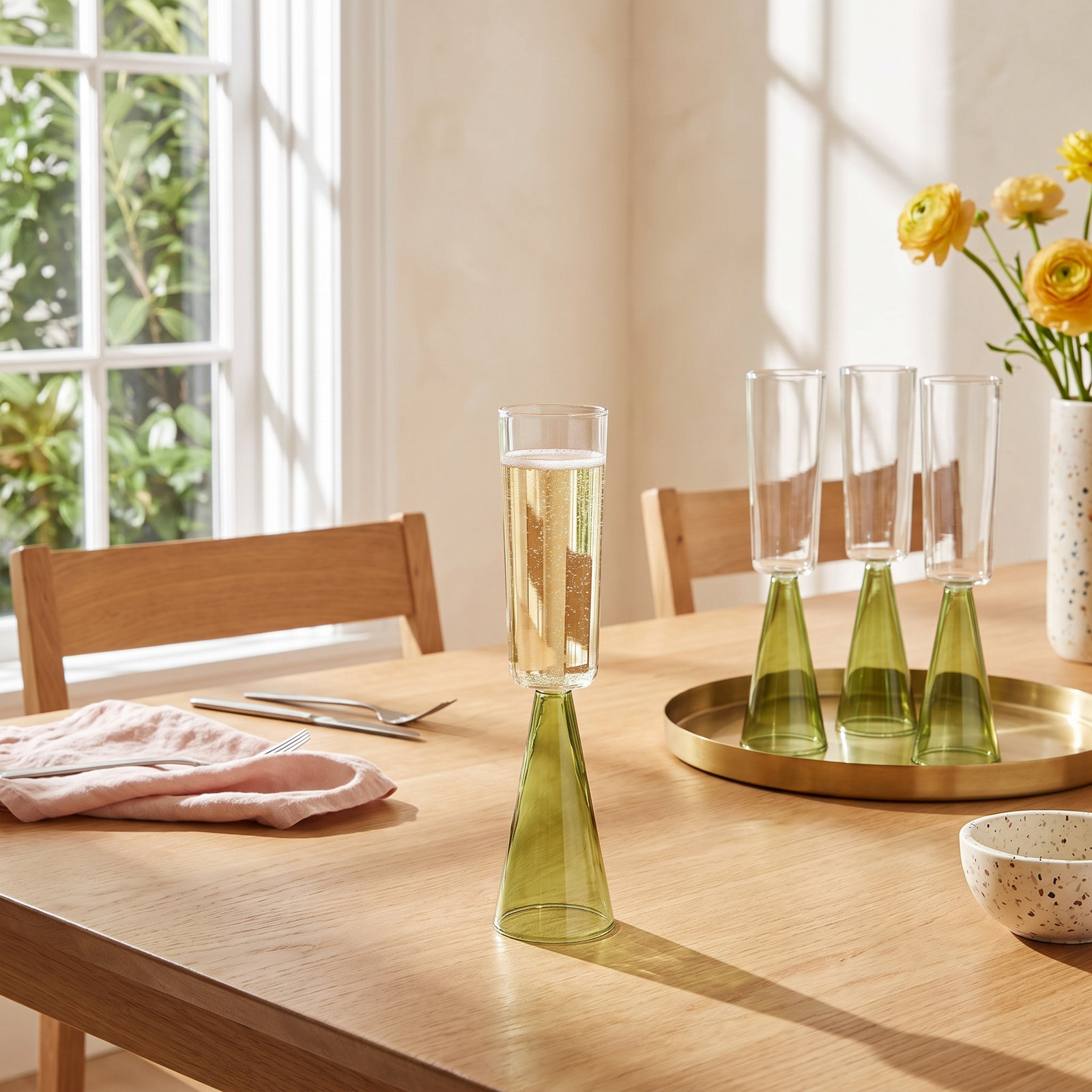 Monticello Champagne Flute, Green