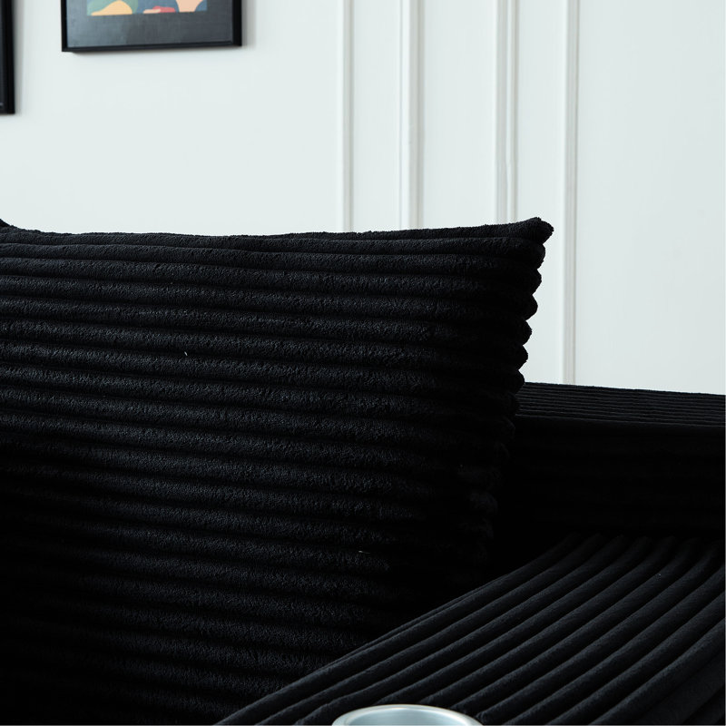 Siège profond en velours côtelé modulaire 4, porte-gobelets, sans assemblage, style moderne pour les réunions de famille, revêtement noir et salons de conception intégrée, couleur