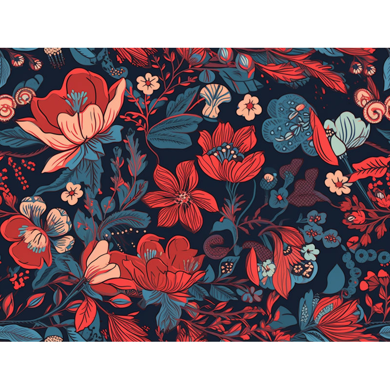 Machine Printed Duvet Cover, Twin Duvet Cover, Navy/Red