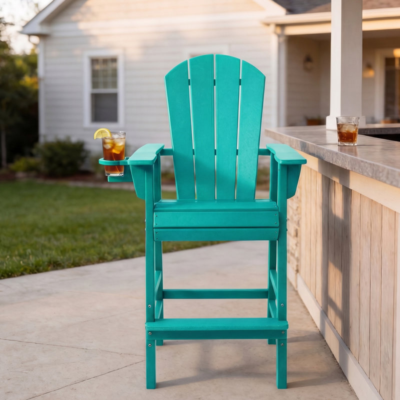 Chaise de bar Adirondack avec porte-gobelet, 29.5", Teal