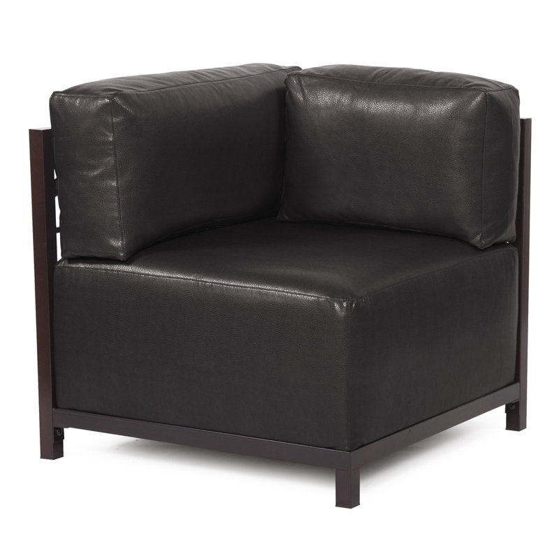 Fauteuil de chambre Woodsen, Titane, Similicuir noir