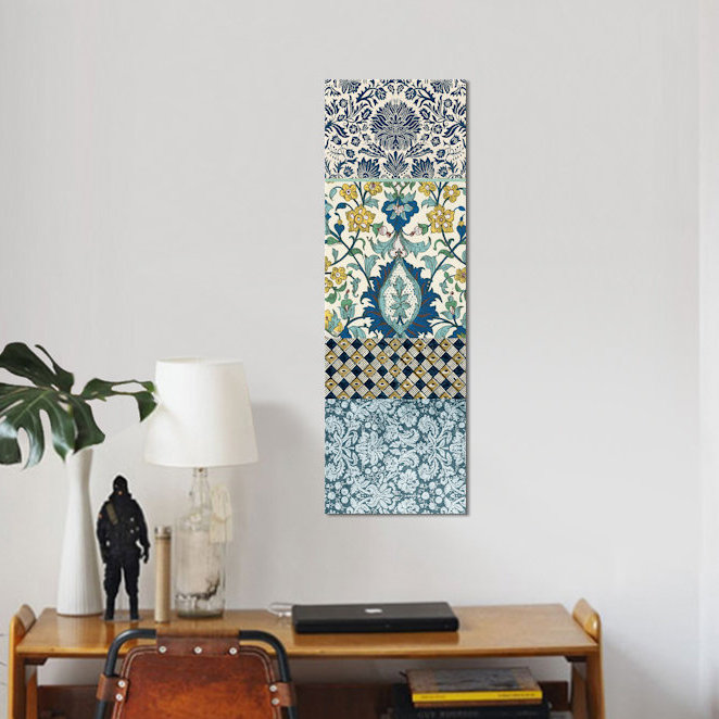 « bohémien tapisserie iii », reproduction d’impression sur toile tendue, H 48 po x l 16 po x P 1,5 po, Toile avec cadre noir