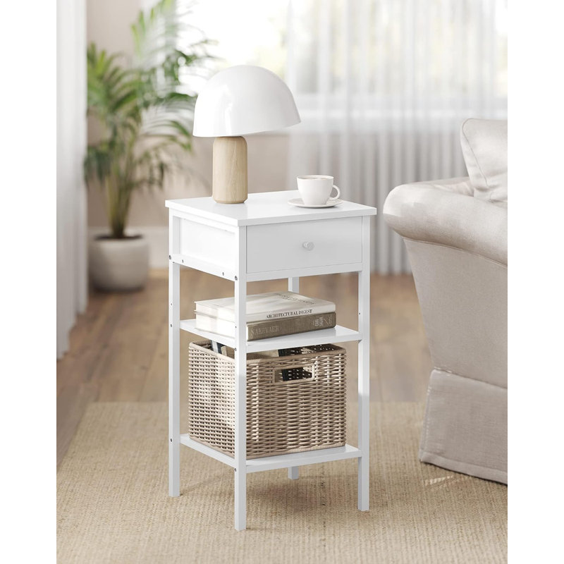 Mae 35cm W Particle Board / Chipboard Bedside Table, White
