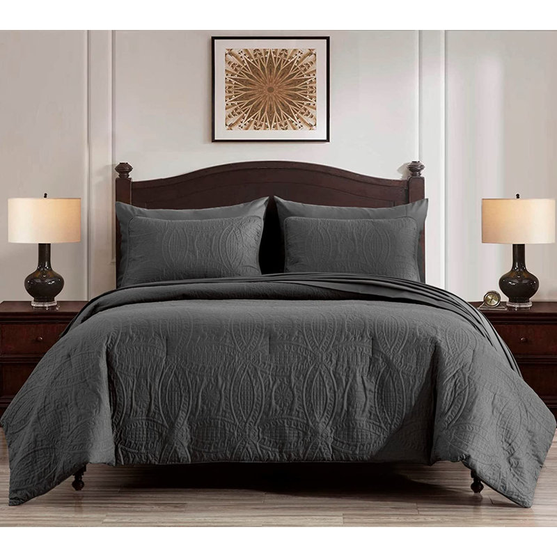 Liam Microfiber 7 Piece Bed in a Bag Comforter Set, King Comforter + 6 Additional Pieces, Charcoal