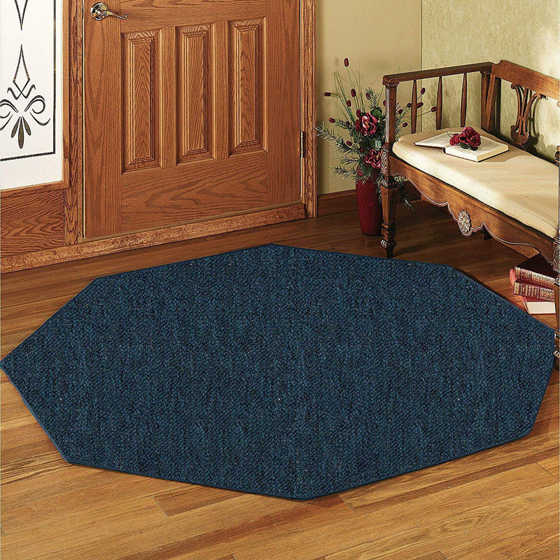 Tapis sarcelle de couleur unie pour l'intérieur et l'extérieur Modern, Octogone 7 pi
