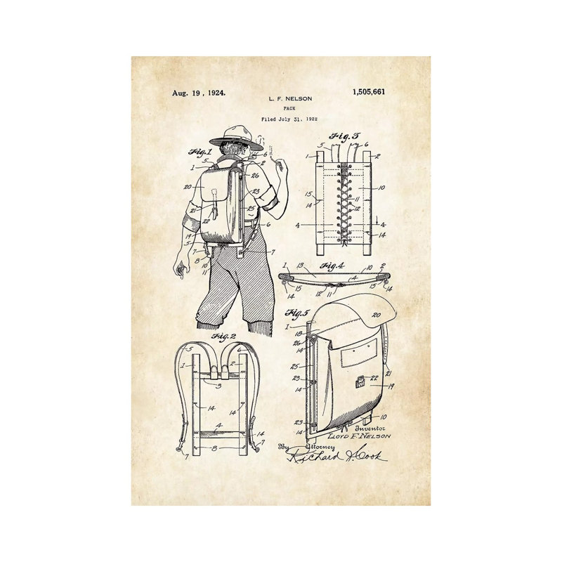 " Hiking And Camping Backpack " by Patent77, 12" H x 8" W x 0.75" D
