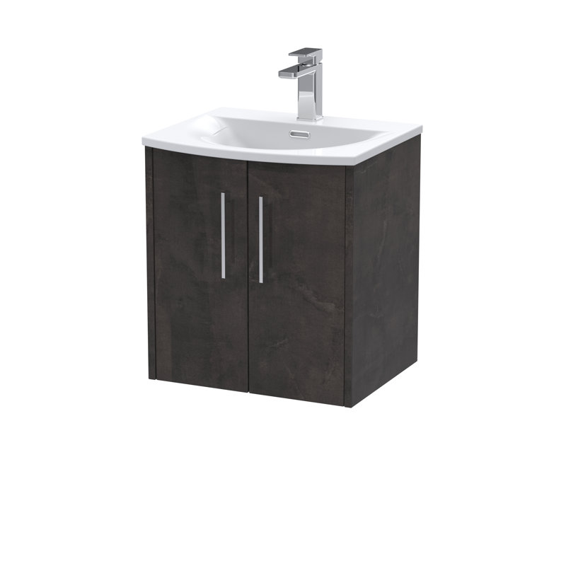 Juno Single Bathroom Vanity with Integrated Vitreous China Basin, Metallic Slate