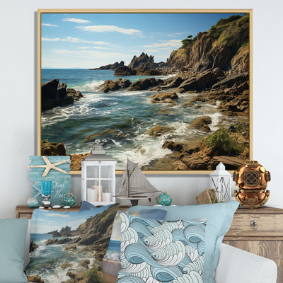 Rocky Beach Rocky Coastline I - Nautical & Beach Canvas Art Print