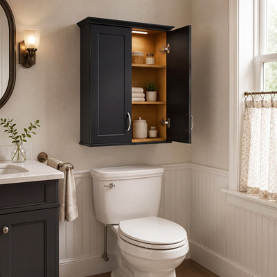 Armoire de salle de bain murale 23 po x 30 po Shaker avec intérieur grain de bois et charnières à fermeture en douceur DTC