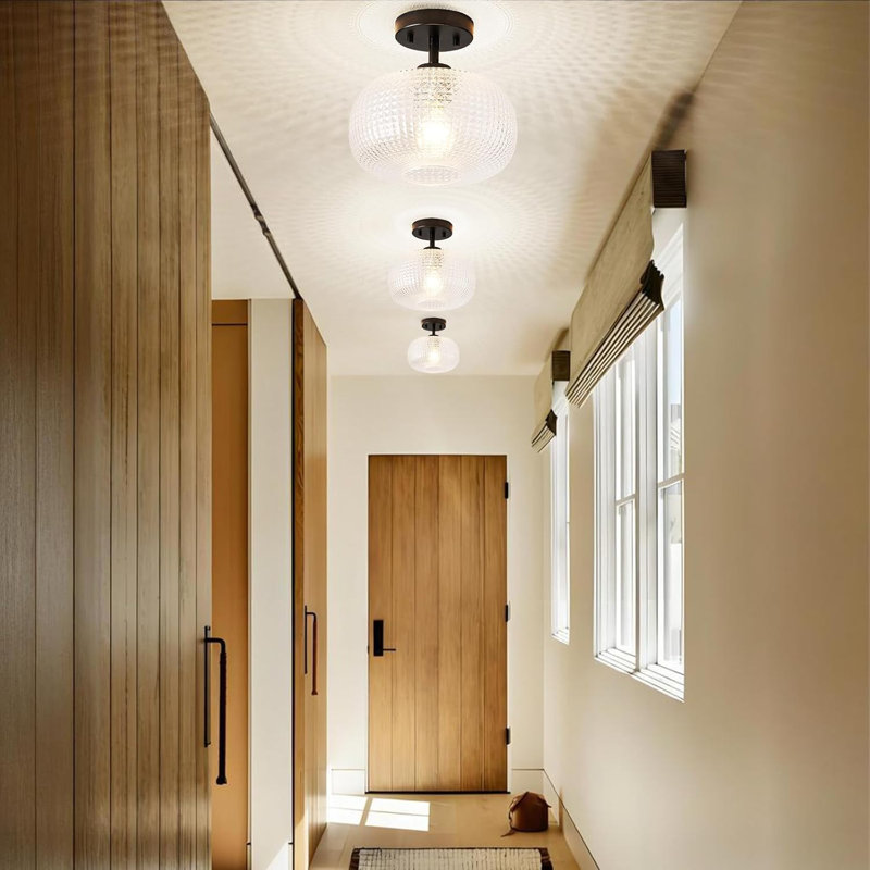 Hammer Patterned Spherical Ceiling Light Fixture