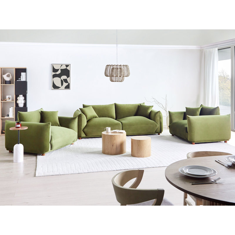 Living Room Set Alexias, Green Velvet