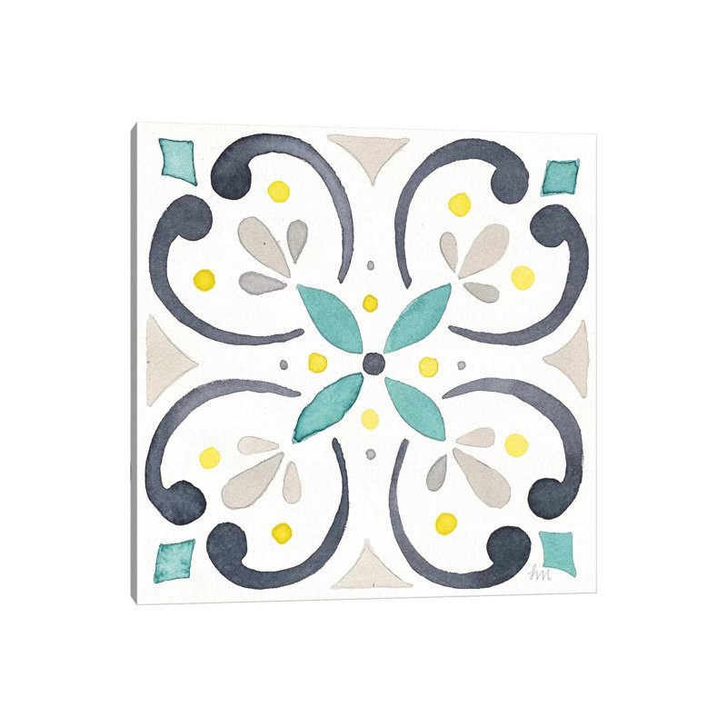 Garden Getaway Tile IV White by Laura Marshall - Wrapped Canvas Painting, 93.98cm H x 93.98cm W x 1.91cm D