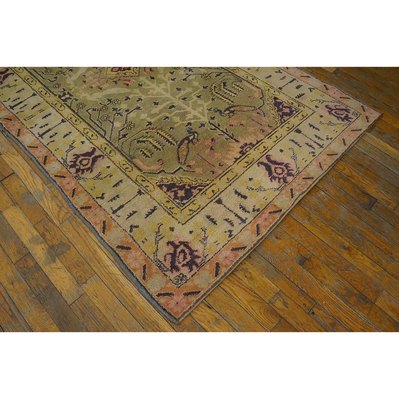 Tapis vert antique en coton vert à motif paon