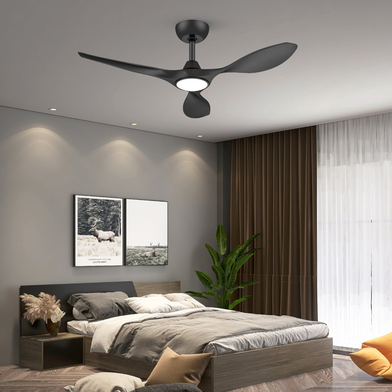 2 ventilateurs de plafond de 42 pouces avec lumières et télécommande noir, Noir, Black