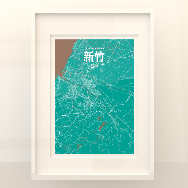 Hsinchu (chinois traditionnel), impression sur toile tendue, Vert / Brun