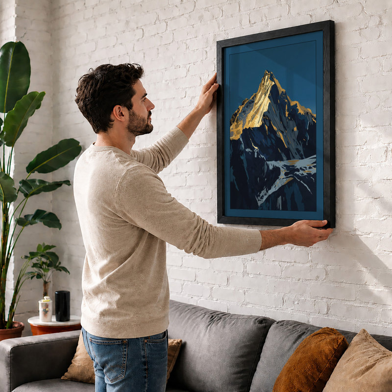 Mountain At Sunrise Scandinavian - Print, Unframed, A1 - 84.1 x 59.4 cm