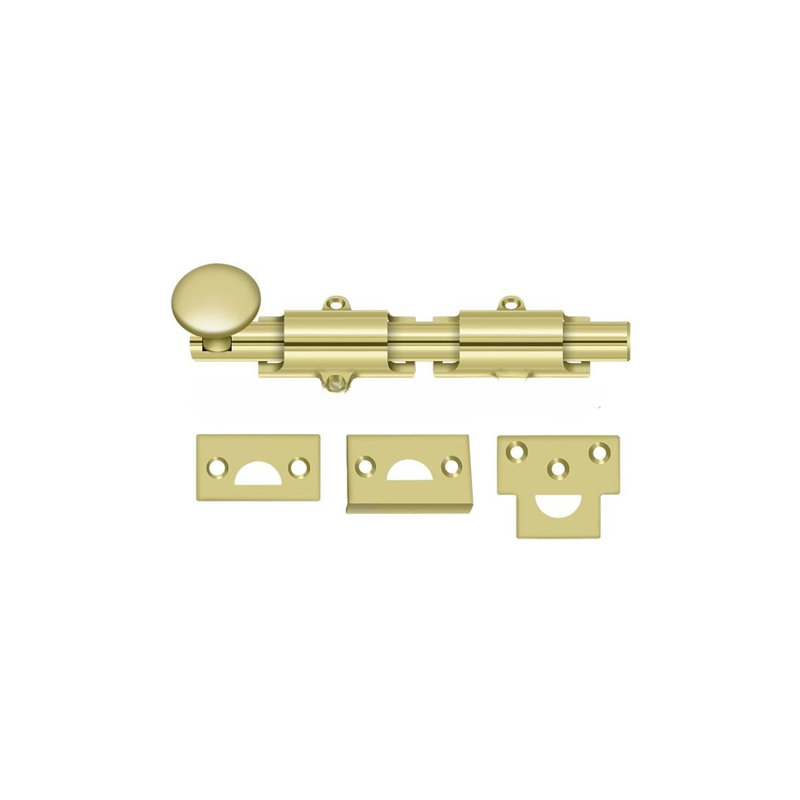 Brass Latch/Catch/Bolt, Polished Brass, 1.25" H x 6" W x 1" D