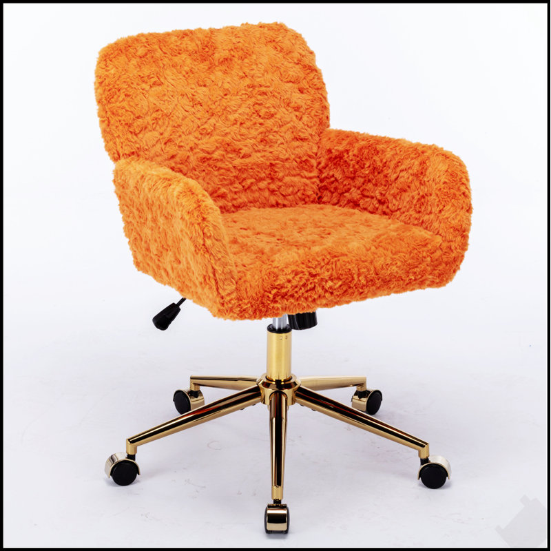 Chaise de bureau artificielle en forme de lapin avec base en métal doré, confortable et élégante pour les longues heures de travail