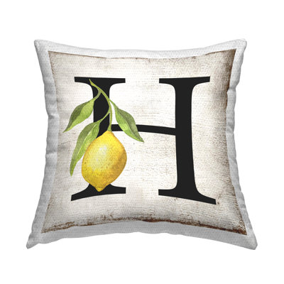 Stupell Industries H with Lemon Letter Design by Creatif Belle Outdoor Printed Pillow