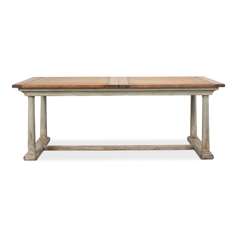 Amelia Extendable Pine Wood Dining Table with Sage Base