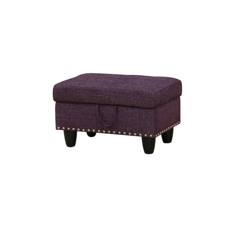 Pouf de rangement en lin amarante