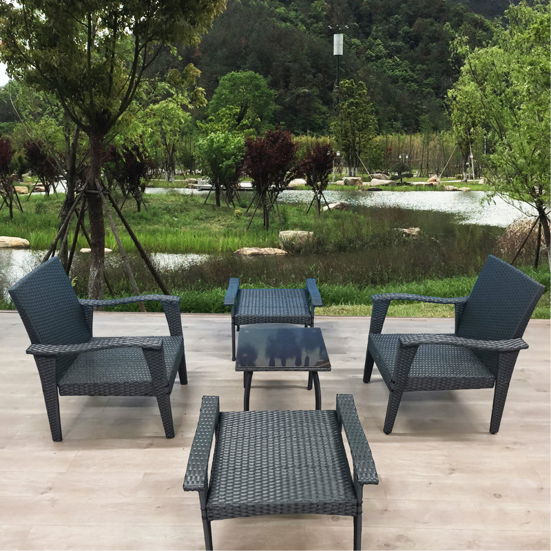 Patio Conversation: 5 avec chaise et coussins gris, Gris