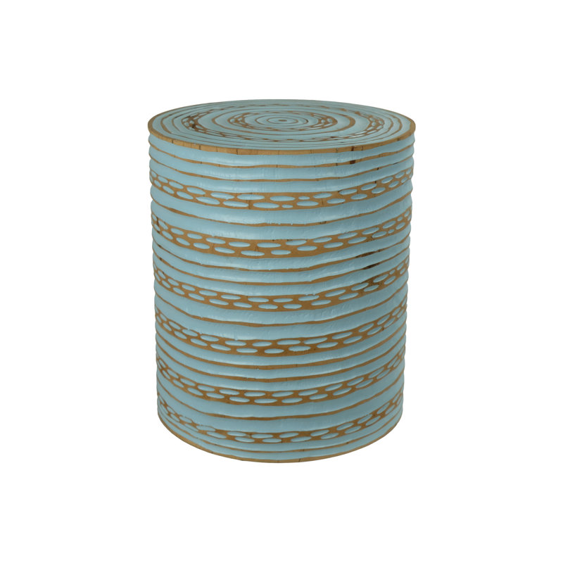 Mayne Solid Wood Accent Stool, Blue