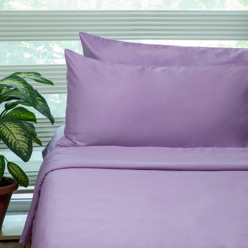 Sateen 400 Thread Count Organic 100% Cotton Sheet Set, Queen, Lilac