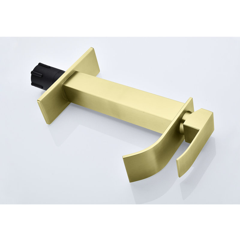Bathroom Faucet With A Hypnotic Waterfall Spout In Brushed Gold - Single Handle, Stainless Steel For Mesmerizing Stylish Sink Made Quality
