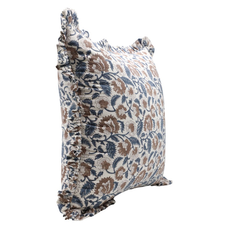 Housse de coussin en coton Floral, H 14 po x l 14 po, Carré