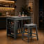Ensemble table de bar de 36 po avec prise de courant, tiroirs latéraux et 2 tabourets rembourrés